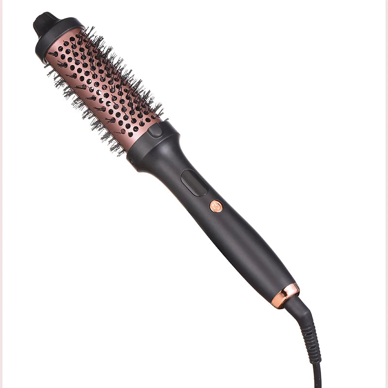 32Mm Barrel Negative Ion Volumized Infrared Heated Hair Straightener Curling Brush Thermal round Brush