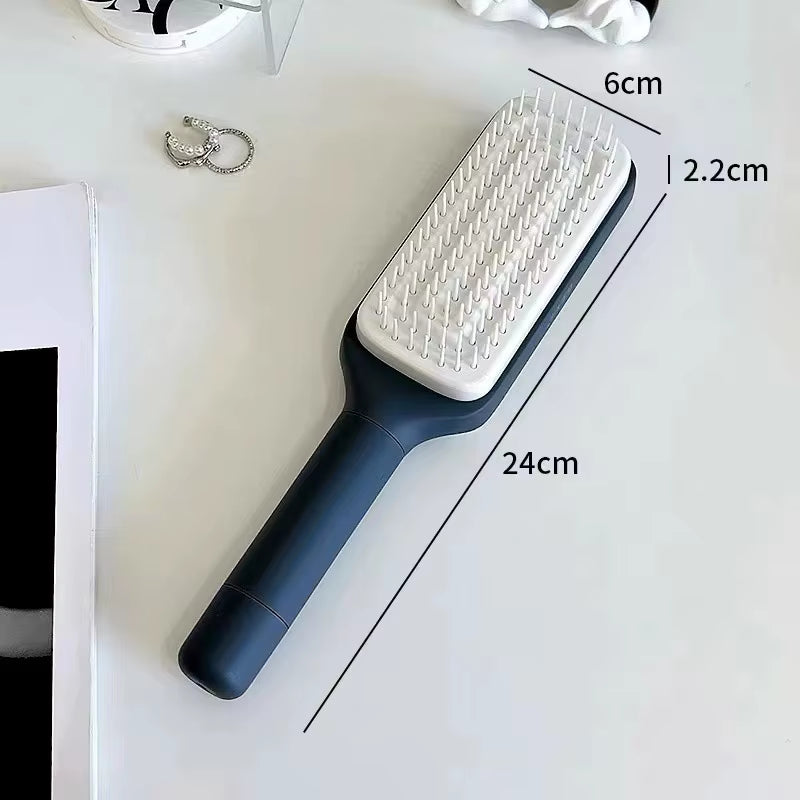 202419-Self Cleaning Hairbrush Women Hair Brush One-Key Cleaning Hair Loss Airbag Scalp Massage Comb Anti-Static Hairbrush