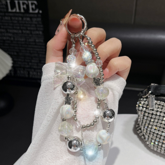Lanière de Téléphone Portable Blanc avec nœud papillon